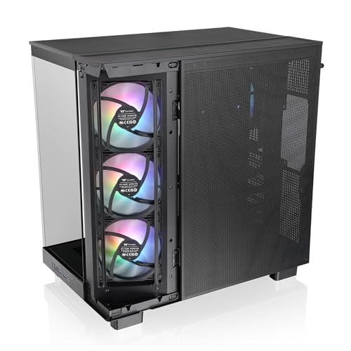 Image of Thermaltake View 380 XL TG ARGB; 4x120mm ARGB Lite Fans Included; 360mm Radiator Support; 420mm GPU Clearance; Hidden Connector Support; Dual Chamber; Black; CA-11E-00M1WN-00
