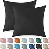 Ystyle Fundas de Cojines 40x40 Decoracion Hogar 2 Piezas Terciopelo Suave Funda para Cojin Sofa Cama Salon de Estar Hogar Dormitorio Sillas Jardin Habitación de los Niños, Negro
