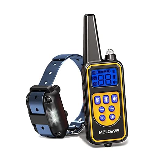 Meloive Collar de Adiestramiento para Perros, Recargable y Resistente al Agua de IP67 con un Alcance de 800m con 99 Niveles de Modo de Vibración, Advertencia de Sonido, Luz y Modo E