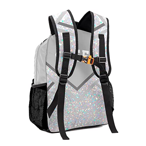 Sunfancycustom Cheer Cheerleaders Grey Backpack With Name Text Custom Laptop Bag For Work Travel Office #TOP2