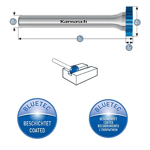Foto von webkaufhaus24 HM Frässtift Fräser Scheibenfräser Blue-Tec beschichtet RIMshape/HP-2 Ø= 10 / l2= 1,6 / d2= 3 / l1= 34mm