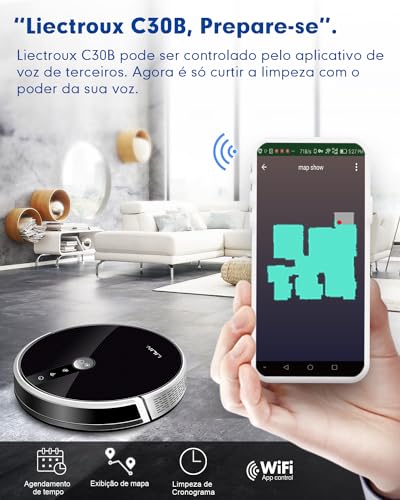 Robô aspirador de pó LILIN C30B, exibição de mapa AI, Ele é bivolt recarrega 110/220v, controle de v