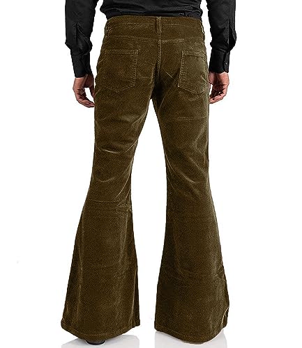 Men's Corduroy Vintage Bell Bottom Pants 70s,Disco Stretchy Flared Pants Fit 60s 70s Outfits for Men,Mens Bell Bottom Jeans.4