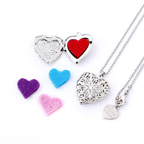 Colar Difusor Relicário Coração Prateado Médio Vazado