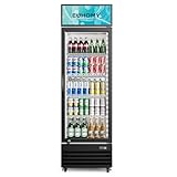 EUHOMY Commercial Display Refrigerator, 9 Cu.Ft Glass Door Merchandiser Drink Fridge with Soft LED Light Adjustable Shelves, Commercial Beverage Refrigerator for Bar, Restaurant, Cafe(Black)