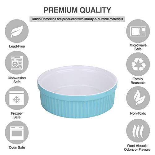 Souffle Dish Ramekins for Baking – 48 Oz, 1.5 Quart Large Ceramic Oven Safe Round Fluted Bowl with Mini Condiment Spoon for Soufflé Pot Pie Casserole Pasta Roasted Vegetables Desserts (Aqua/Green) - Thumbnail 2