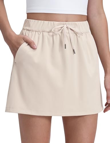 CRZ YOGA 4-Way Stretch High Rise A Line Skirts Mojave Tan Small