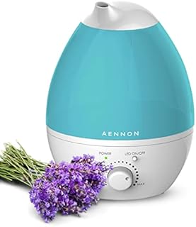 AENNON - Ultrasonic Cool Mist Air Humidifier for Bedroom & Plants - Baby & Pets Humidifier - Aroma Diffuser for Home with Auto Shut Off and Night Mode 20+ hrs of use (2.8l) Ceramic Filter Included