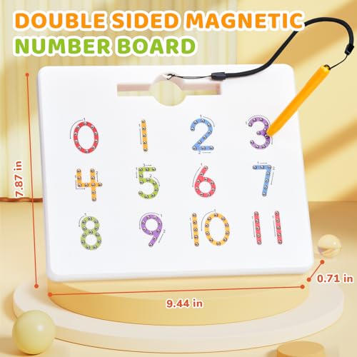 Image of GAMENOTE Magnetic Number Tracing Board Double Sided, Numbers 1-20 Writing | 2 in 1 preschool learning toy, handwriting practice, math manipulatives, educational numbers toy for toddlers kids ages 3+