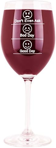 Whimsical Gift World Funny Wine Glass 14 Oz. With Emoji Faces (Don’t Even Ask, Good Day, Bad Day) | Novelty Gag Gifts for Men & Women | For Red & White Wine, Celebrations & Wine Tasting
