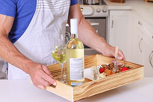 Wood Serving Tray With Handles Rectangular Wooden Coffee Table Breakfast Large Tray For Eating, Bedroom, Kitchen, Living Room - 17X13 Inches #TOP3