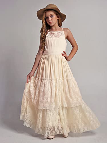 Bibihou Girls Toddler Tulle Backless Maxi Dress A-Line Wedding Holiday Flower Girl Dresses,8 Years #TOP1
