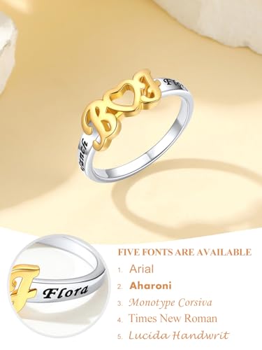 Custom4U Initial Ring for Her Infinity Promise Rings with Names Customized Brass/S925 Sterling Silver Engagement Rings for Women with 5A+ Cubic Zircons 5-12 Ring Gift for Anniversary Wedding Birthday 6