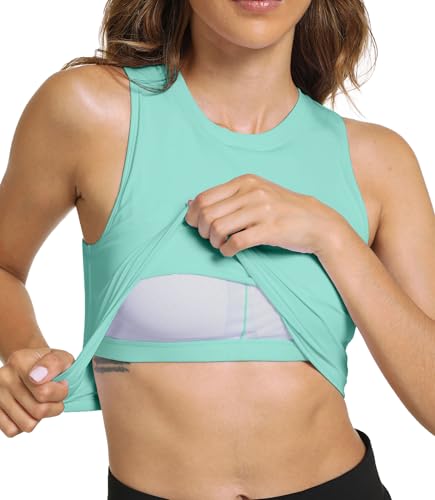 Image of Sports Bras for Women Removable Padded Athletic Yoga Running Crop Tops Sleeveless Gym Workout Tops