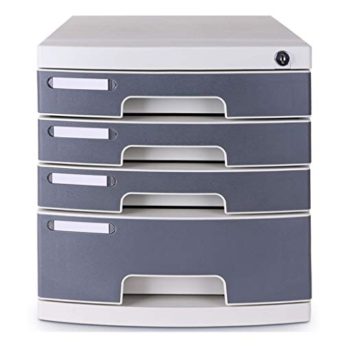 Preisvergleich Produktbild Flacher Aktenschrank Schreibtisch ablagesystem Aktenschrank aus Kunstharz mit 4 Schubladen - Grau 30,2X39,5X32,5 cm
