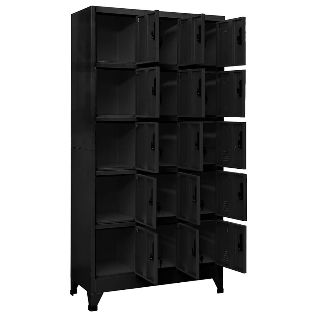 Brokky Taquillas metalicas Taquillas Vestuario 15 Puertas con Llave para Colegios y Oficinas-Negro-con 15 cerraduras