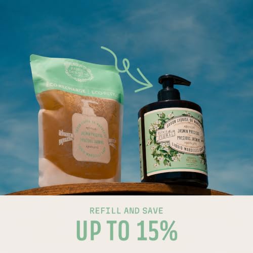 Image of Panier des Sens Jasmine Liquid Hand Soap, 33.8 fl oz | Premium French Liquid Hand Soap | Savon de Marseille Soap | 97% Natural Ingredients | Gentle Daily Cleansing