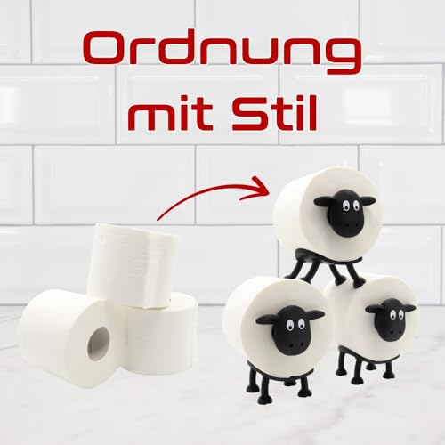 Rolli das Toilettenschaf - Toilettenpapierhalter für 38 und 42mm Rollen - Schaf - Toilettenrollenhalter (3er-Set)