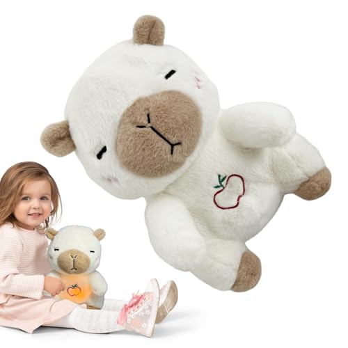 Peluche relajante y transpirable, calmante calmante calmar Snuggle Peluche Capybara – Peluche relajante ajustable, 4 modos, con movimiento respiratorio realista y luces musicales para niñas y niños