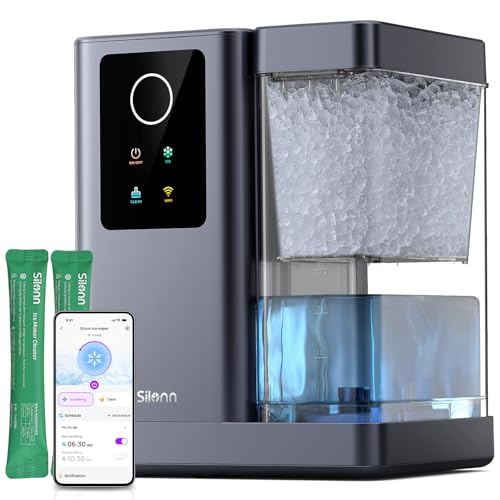 Image of Silonn Nugget Ice Maker Countertop with App & Voice Control, 40 lbs /24H Pebble Ice Machine, 3L Water Tank, Self Cleaning Sonic Ice Maker, Soft Chewable Ice for Home, Kitchen, Party