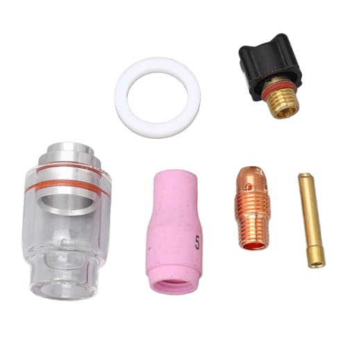 Tig Torch Nozzle Gas Lens, 6Pcs Tig Torch Glass Cup Kit 5# Porcelain Nozzle Gas Lens 2.4mm Electrode Glass Anti, Tig Welding Equipment