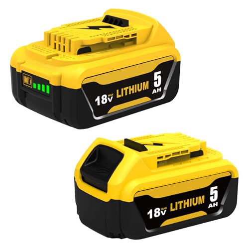 2X 18V 5.0Ah Remplacement pour Dewalt Batterie DCB200 DCB201 DCB200-2 DCB127 DCB112 DCB115 DCB101 DCB204 DCB112 DCB115 DCB184 avec indicateur LED