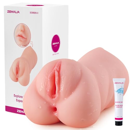 Image of ZEMALIA Realistic Male Masturbator Sex Toys for Men with Triple Channels | 8.6in Soft Sex Doll with Lifelike Face, Vagina & Anus, Pocket Pussy with 3D Texture Sleeve, Reusable Adult Toy for Solo Use