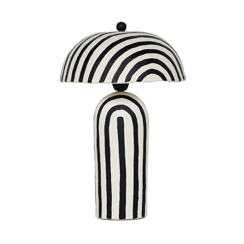 Image of Tov Furniture Maiori Black Striped Papier Mache Table Lamp