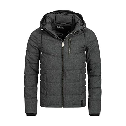 Indicode Herren Circus Steppjacke in Daunenjacken-Optik mit Kapuze | warme strapazierfähige Winterjacke gefütterte robuste Übergangsjacke mellierte Jacke für Männer Black XXL