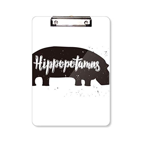 Porte-bloc Hippopotame A4 rigide au design animalier noir et blanc