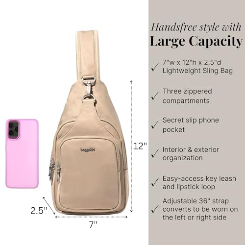 Image of Baggallini Women's Central Park Sling 12 inchx7 inch Crossbody Bag W /Convertible Adjustable Shoulder Strap