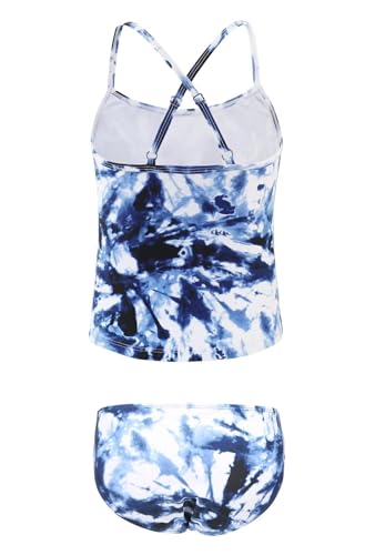 Image of Girls Two Piece Tankini Swimsuits Tie Dye Bathing Suit Kids Hawaiian Swimwear Set 3-16 Years