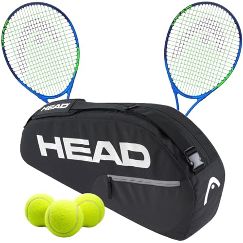 Head Ti. Conquest Tennis Racquet Doubles Bundle with a Black Base Tennis Bag or Backpack – Optional Accessories