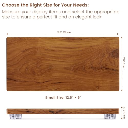 Sinokf Solid Teak Wood Riser Tray, 12.6x6 inch Whole-Piece Teak Pedestal Stand, Vintage Rustic Bathroom Soap Dish Holder for Vanity Counter Sink, Candle Plant Essential Oil and Yacht Display, Brown L2 by SINOKF - Image 3