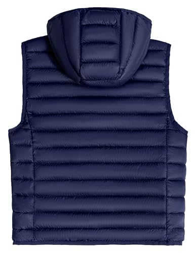 Image of Little Donkey Andy Boys Winter Puffer Vest Packable Lightweight Faux Down Hooded Sleeveless Jacket 6-14 Years