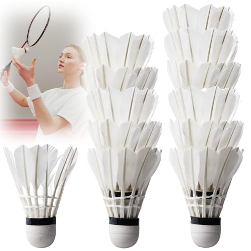 PRITOK 12 Stück Badminton Bälle: Federbälle Weiß aus Gänsefeder Kork-Kopf, Sporttraining Hochgeschwindigkeitstraining Garten Gänsefeder Badminton Federball Ball für Outdoor & Indoor Sport PRITOK 12 Stück Badminton Bälle: Federbälle Weiß aus Gänsefeder Kork-Kopf, Sporttraining Hochgeschwindigkeitstraining Garten Gänsefeder Badminton Federball Ball für Outdoor & Indoor Sport