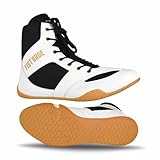 FISTRAGE Boxing Shoes Lightweight Kick Fighting and Training Boots with Mesh and Rubber Sole for Men, Youth, and Unisex Pro Fighters with Sting Bag (White, US Footwear Size System, Adult, Men, Numeric, Medium, 5)
