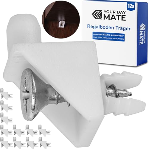Supporto per ripiano, 12 pezzi, compatibile con i ripiani IKEA PAX e KOMPLIMENT, ricambio per 115344, 101558, 106422, 139199, 139200, 10077788, supporto per ripiano con tassello a espansione
