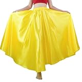 MUNAFIE Women's Long Maxi Dance Skirt - Satin Fairy Skirt for Praise & Cosplay Belly Dance Yellow