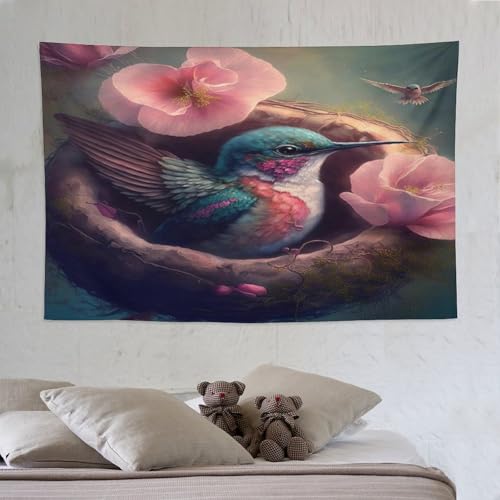 Tapisserie colibri DCCCY art mural en tissu pour decoration salon et chambre 150x230cm