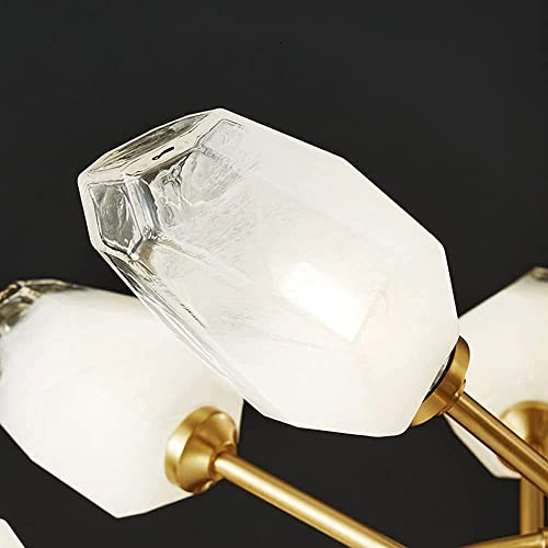 Plafonnier 18 lumières grand salon lustre cristal de glace or 109cm