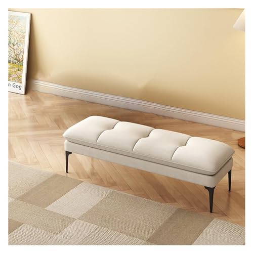 SnamicE Banco tapizado para el Final de la Cama, reposapiés con Patas de Metal para la Entrada, Banco de Almacenamiento, Blanco, 120 x 40 x 40 cm,White-120 * 40 * 40cm