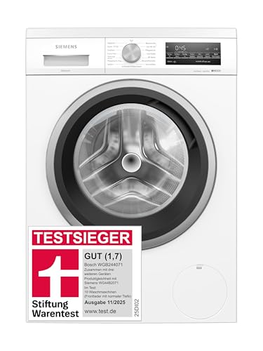 Siemens WU14UT70 Waschmaschine iQ500, Frontlader mit 8kg Fassungsvermögen, 1400 UpM, unterbaufähig, speedPack L, Outdoor-Programm, simpleTouch LED-Display, iQdrive-Motor, Weiß, 60cm