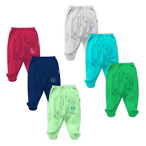 Image of NammaBaby New Born Baby Combo Set Cotton Front Open Full Sleeves Vest- Tshirt Jhabla (6PC) and Unisex Kid's Pajama with Booties (6PC)- Perfect for Your Infants with Cutely Print (12 Pieces)