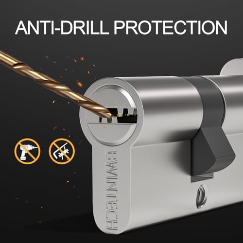 Bwintech 1 Stück 35T/35mm Euro Messingzylinder, 70mm Knauf/Schlüssel zylinderschloss mit 5...