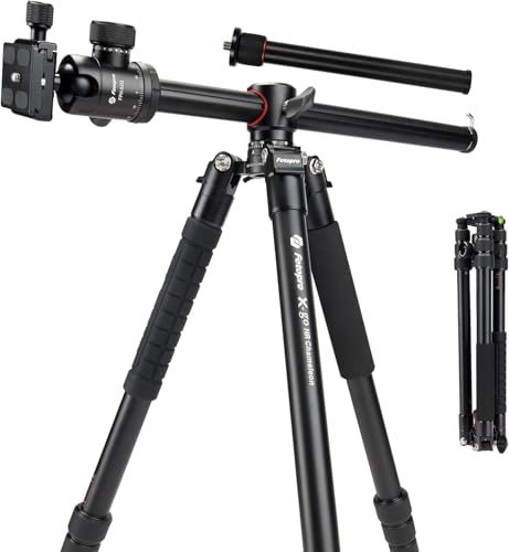 Fotopro 79''/200cm Ultra High Camera Tripod,Horizontal Overhead Shooting Flexible Travel Tripods with Metal Ball Head 10KG Load Capacity, Detachable Monopod, for Indoor and Outdoor