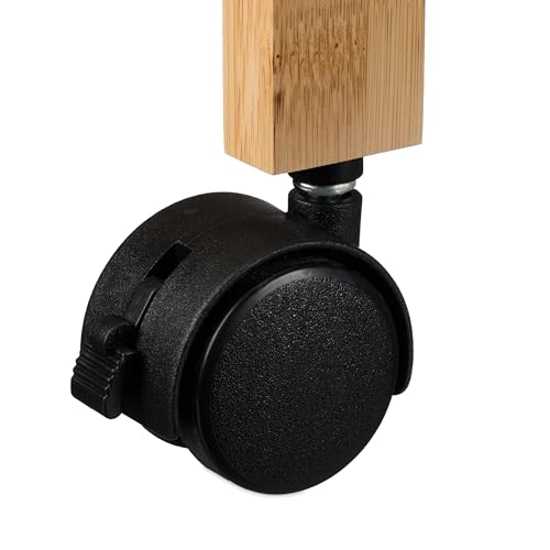 Relaxdays Nischenwagen, 4 Ablagen, schmales Nischenregal Bad & Küche, HBT 83 x 22 x 40 cm, Bambus, Rollregal, Natur/weiß