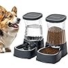 Gardner pet automatic dog water dispenser gravity stainless steel waterer food feeder set 100 bpa free large capacity feeding bowls for medium large sized dogs cats other pets 1 gallon x2  urban country home decor