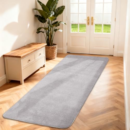 Tapis Salon, Tapis de Chevet Uni 60x150cm, Moelleux Poils Courts, Antidérapant, Confortable pour Couloir, Entrée, Passage, Salle à Manger, Salon, Chambre...