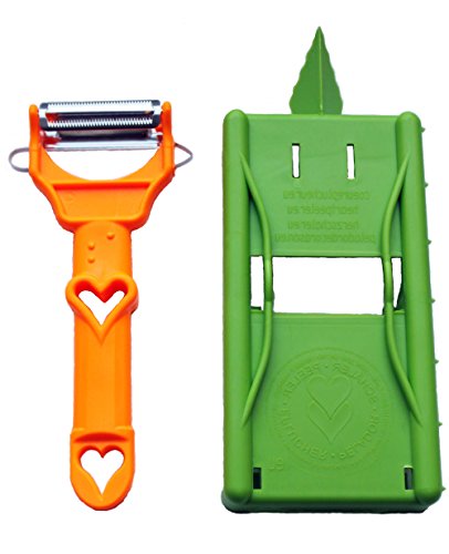 Pelador de corazones, pelador de verduras con cortador en juliana, tabla de cortar/verde sin soporte para sobras